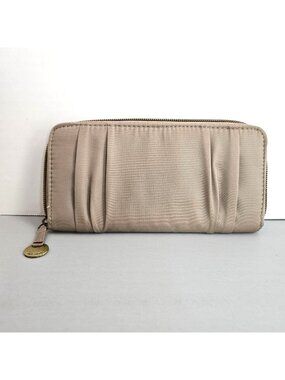 TRAVELON Wallet Tan Travel Zip Around Accordian Pleated RFID Blocking